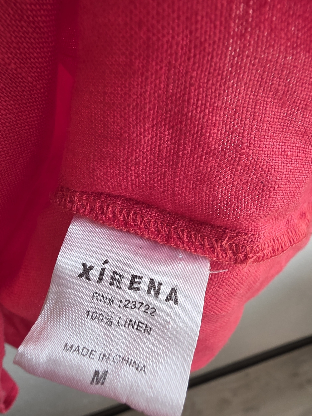 Xirena Size M Red 100% Linen Popover Blouse Long Sleeve Relaxed Top - Picture 7 of 9